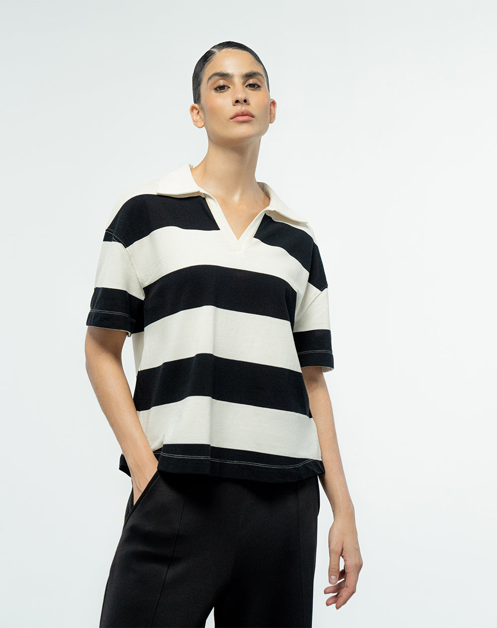 Camiseta fitted fit manga corta avena
