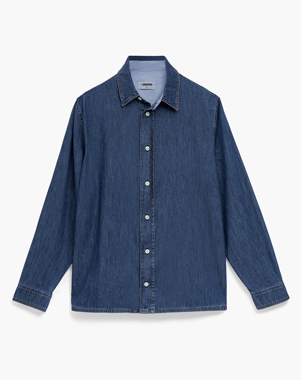 Camisa regular fit manga larga índigo medio