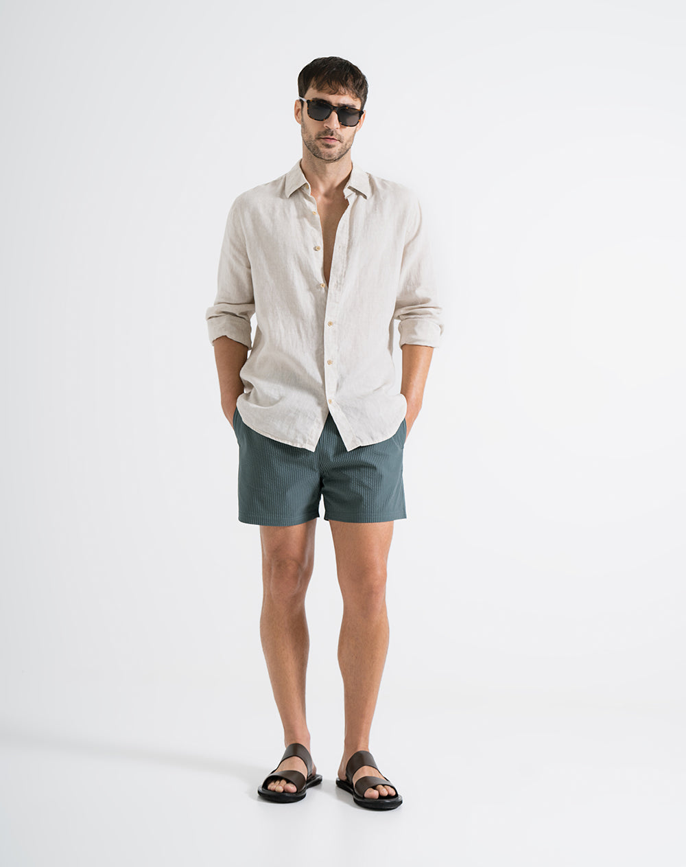 Pantaloneta verde rayas