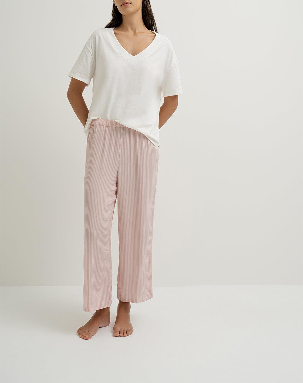 Set de pijama malva rayas