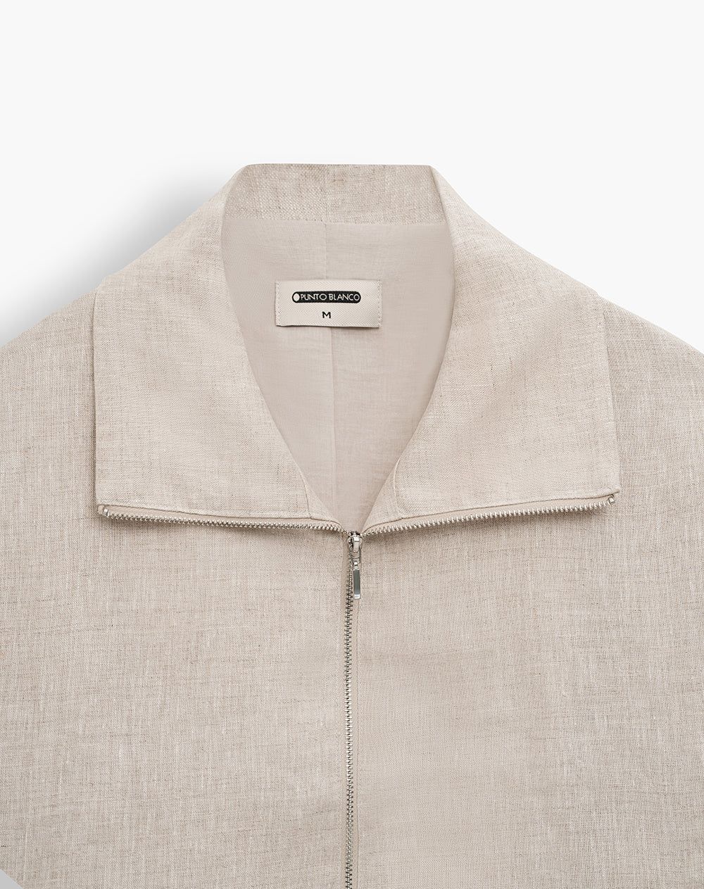 Chaqueta loose cuello alto en lino habana mujer
