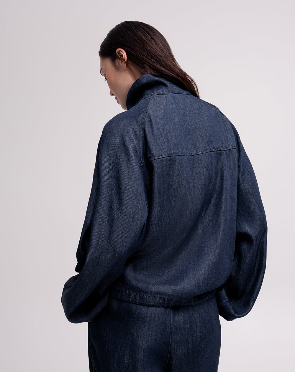 Chaqueta oversized fit sin capucha azul indigo