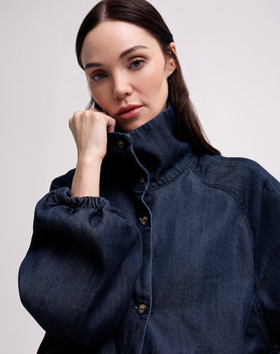 Chaqueta confort oversize índigo oscuro mujer