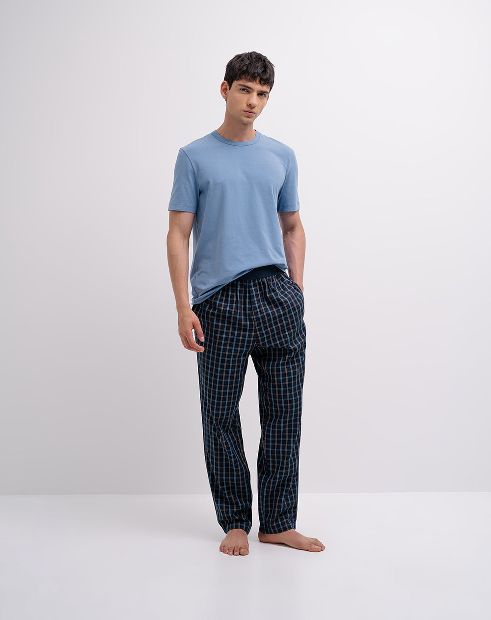 Camiseta regular azul hombre