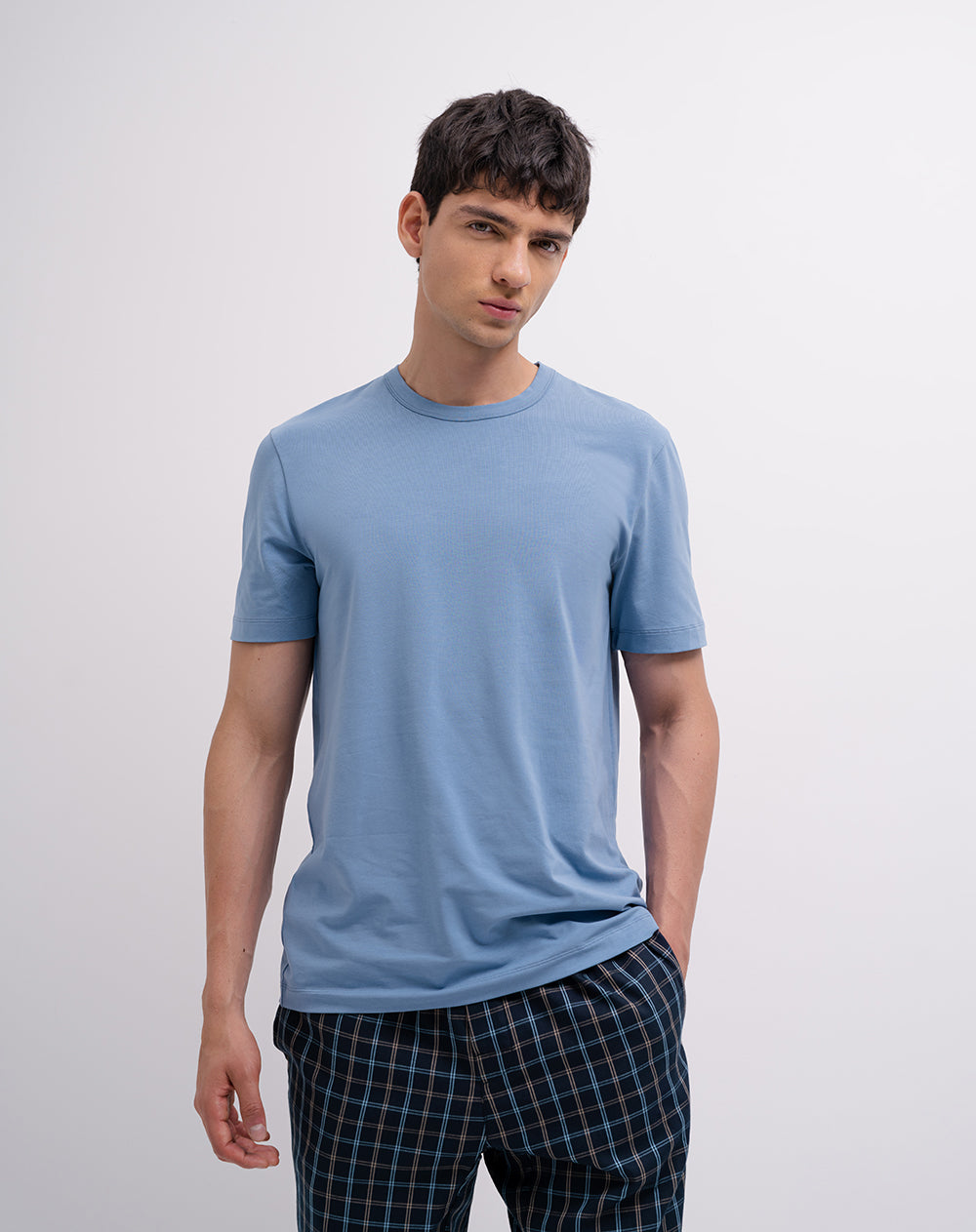 Camiseta regular azul hombre
