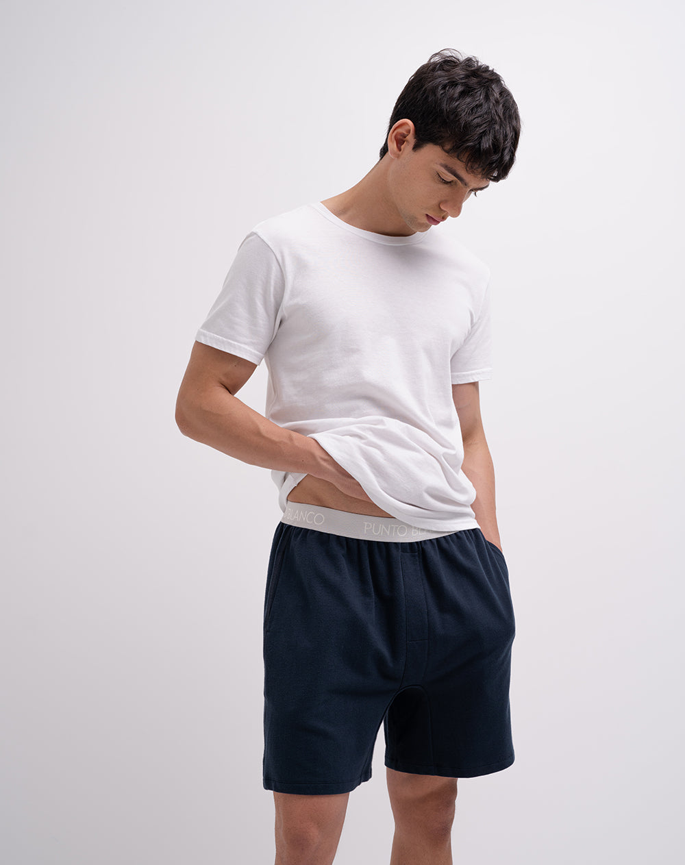 Bermuda regular algodón azul hombre