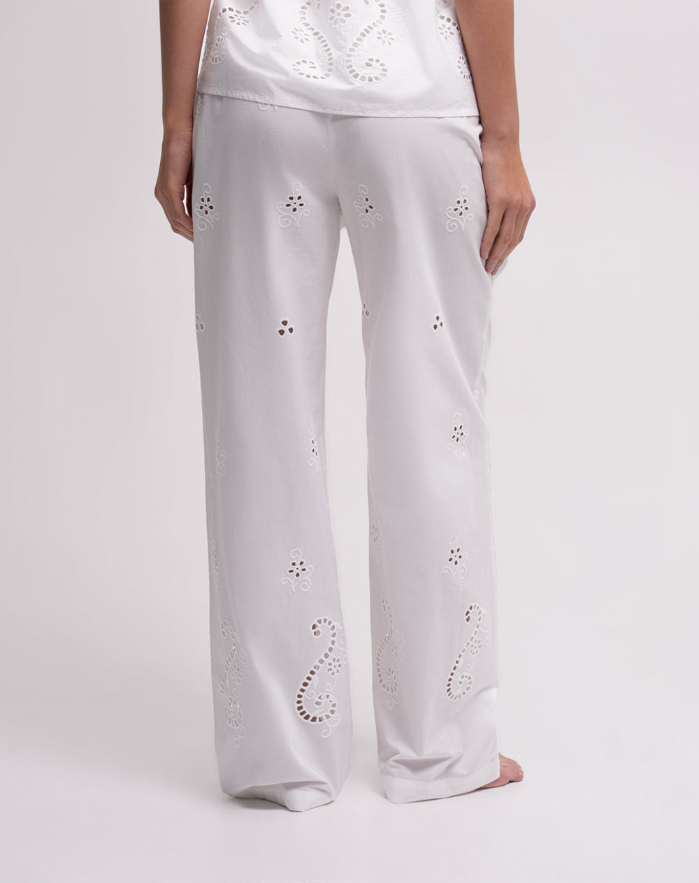 Pantalón de pijama algodón blanco mujer