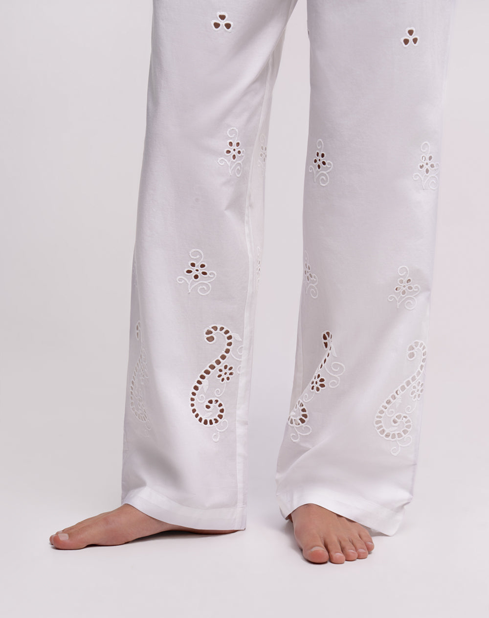 Pantalón de pijama algodón blanco mujer