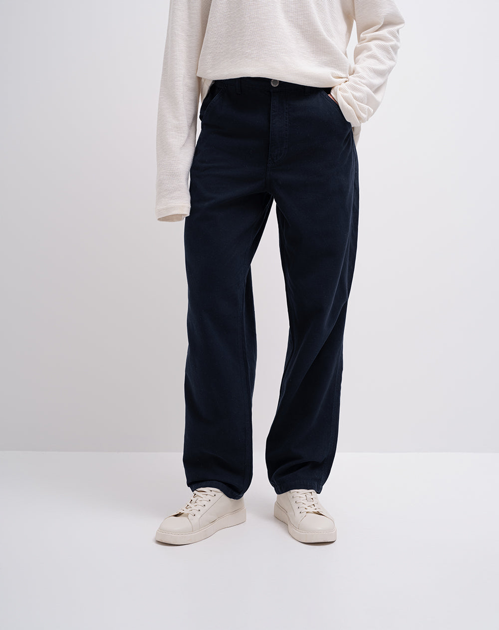 Pantalón recto algodón azul hombre