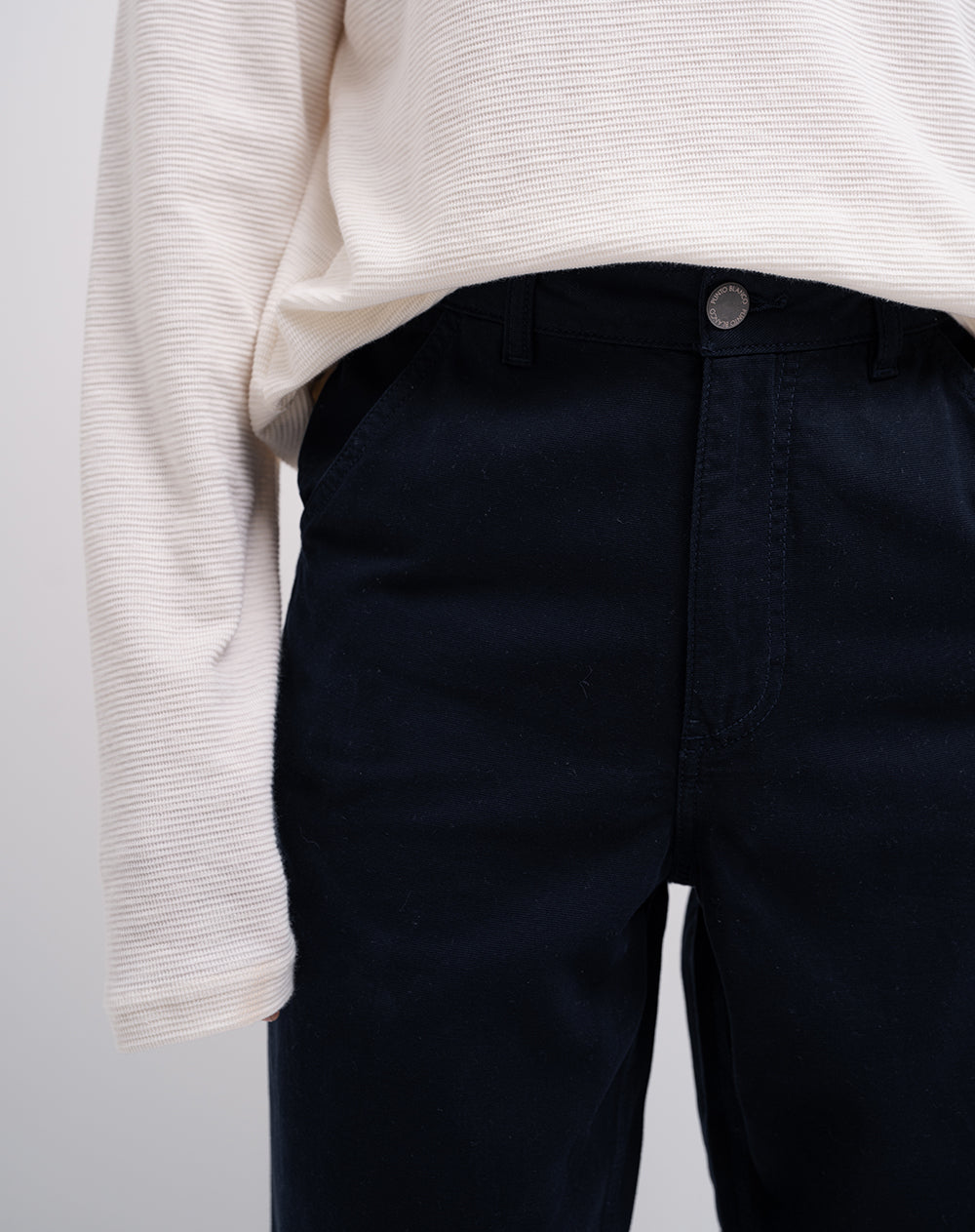 Pantalón recto algodón azul hombre