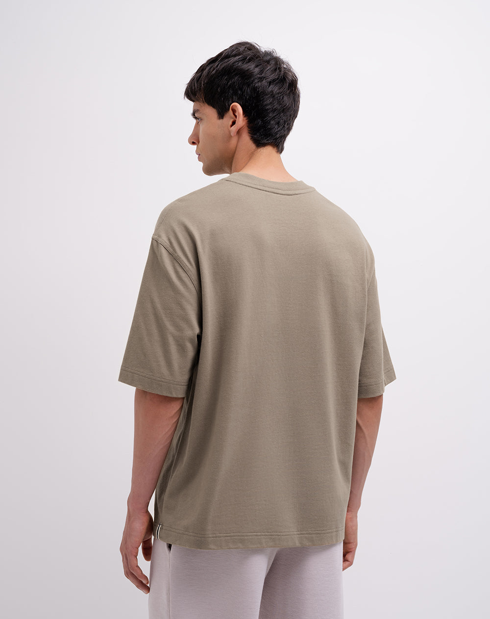 Camiseta regular algodón café hombre