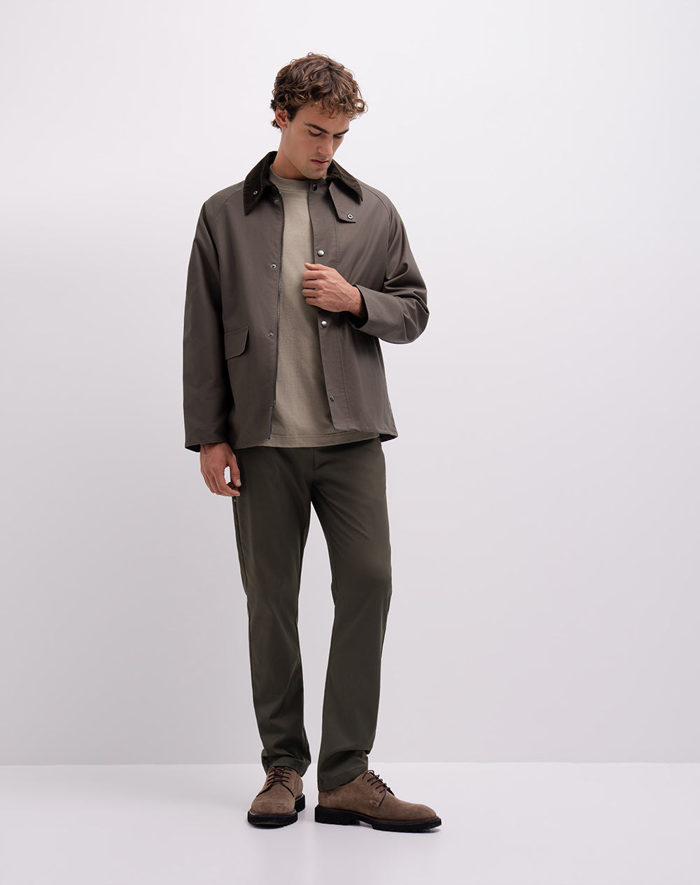 Camiseta confort regular algodón café hombre