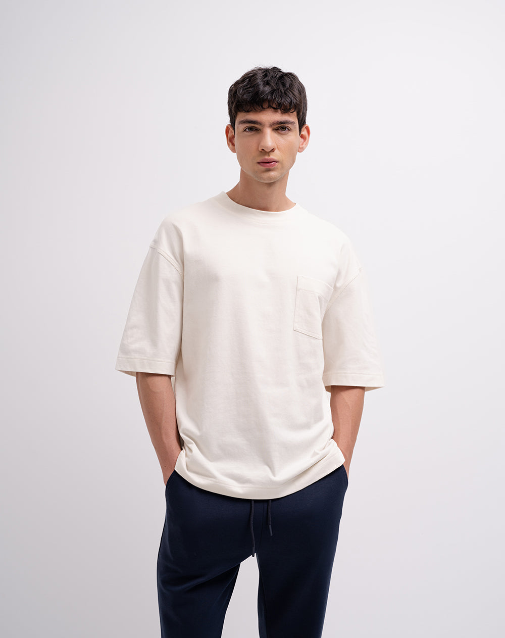 Camiseta confort regular algodón blanca hombre