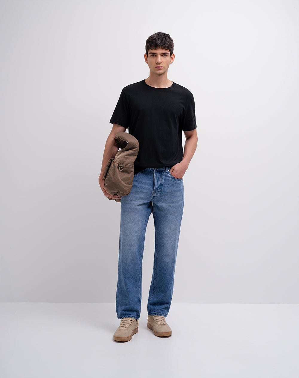 Jean regular algodón índigo claro hombre