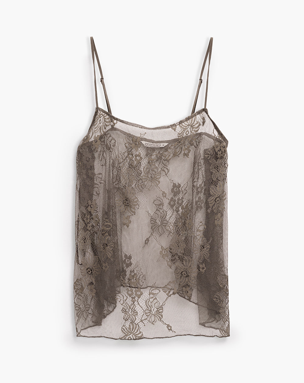 Camisa regular lencera de encaje café mujer