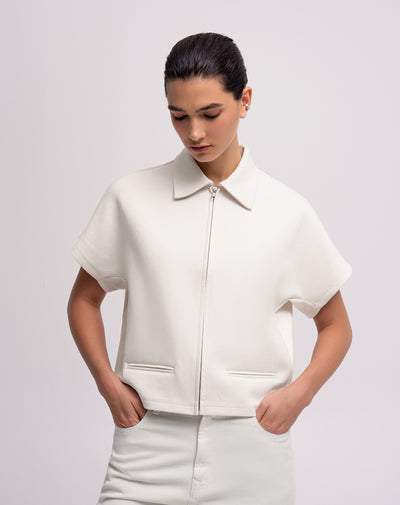 Chaleco oversize cremallera habano mujer