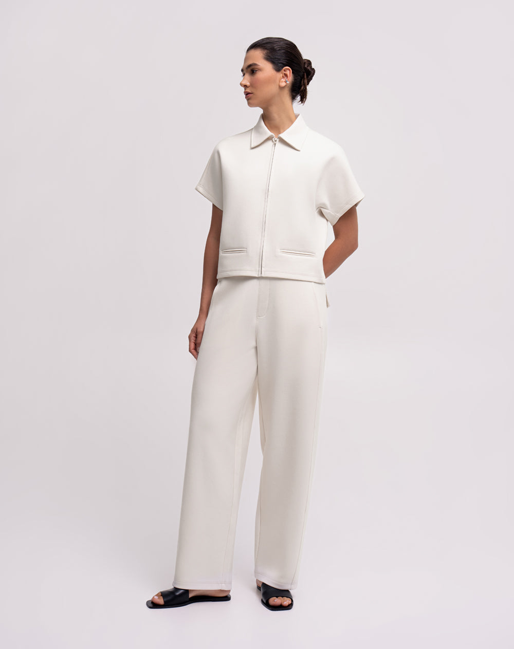 Chaleco oversize cremallera habano mujer