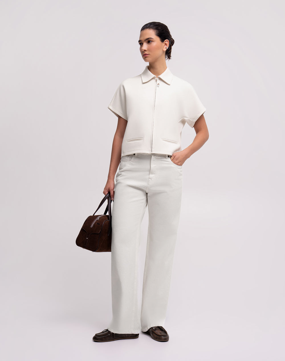 Chaleco oversize cremallera habano mujer