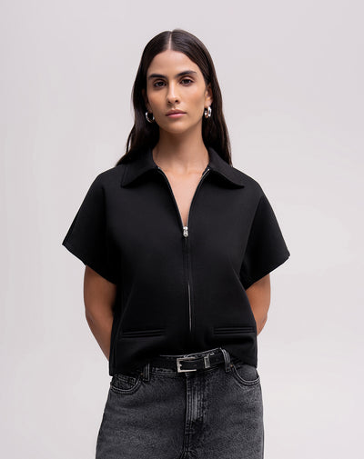 Chaleco confort regular negro mujer