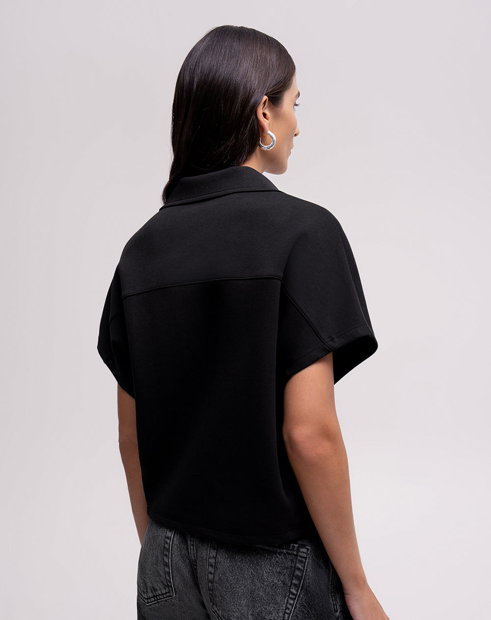 Chaleco oversize cremallera negro mujer
