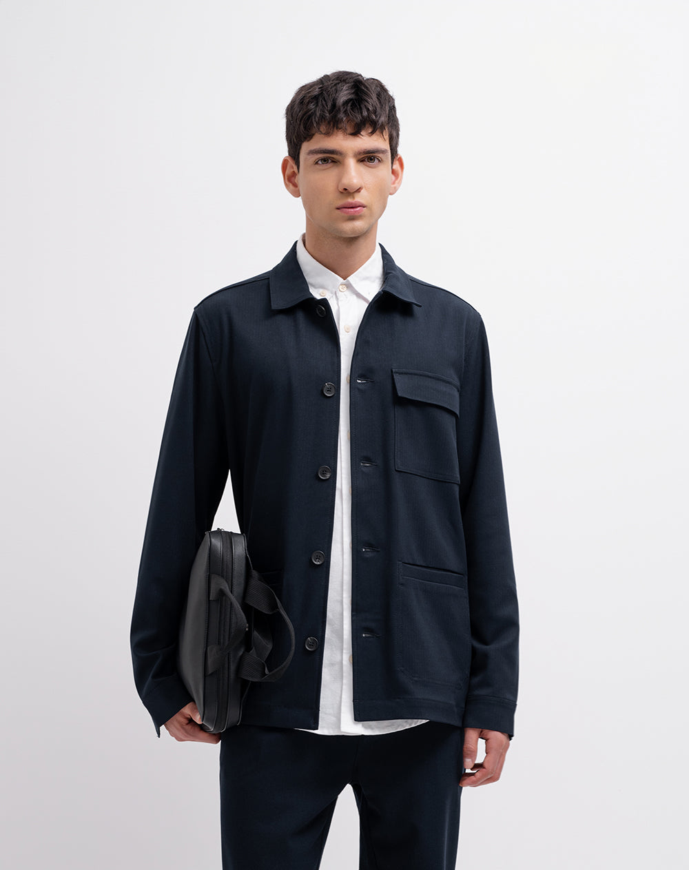 Chaqueta regular fit sin capucha azul