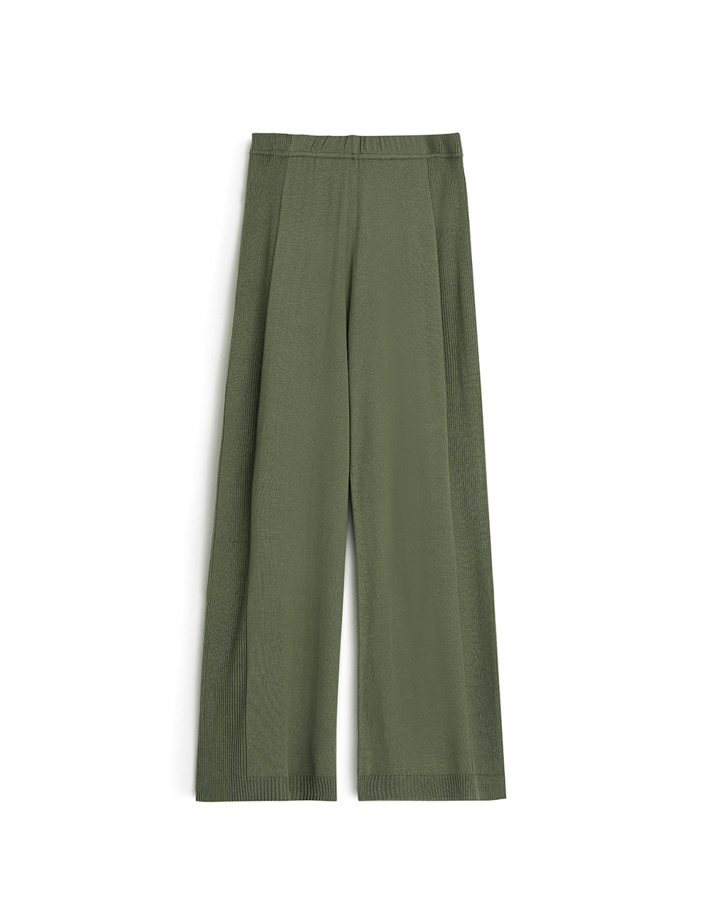 Pantalón confort fit tiro medio tejido de punto verde mujer