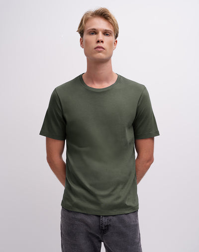 Camiseta regular algodón supima azul hombre