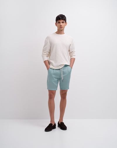 Bermuda regular fit en lino azul