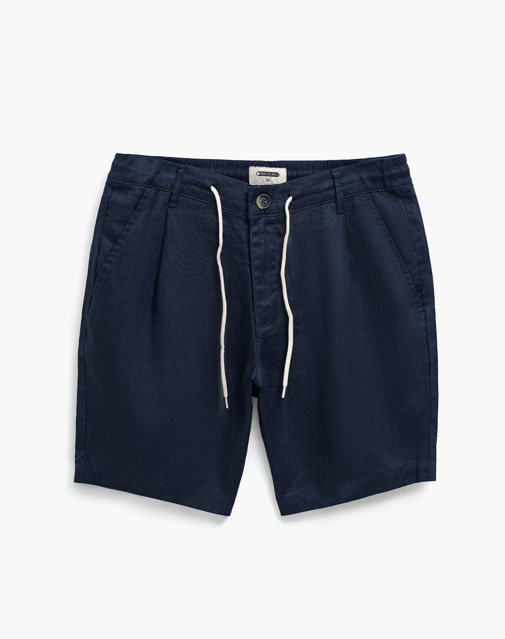 Bermuda regular lino azul hombre