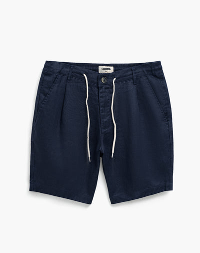 Bermuda regular lino azul hombre