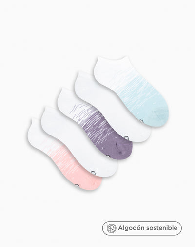 Medias para mujer tobilleras cortas en algodón pack x5unds surtidas