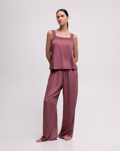 Pantalón relaxed fit tiro alto palo de rosa