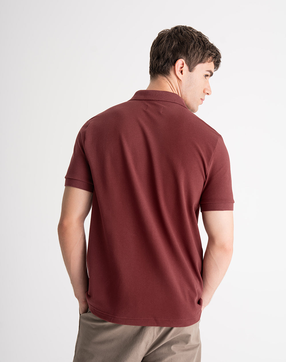 Polo regular algodón vinotinto hombre