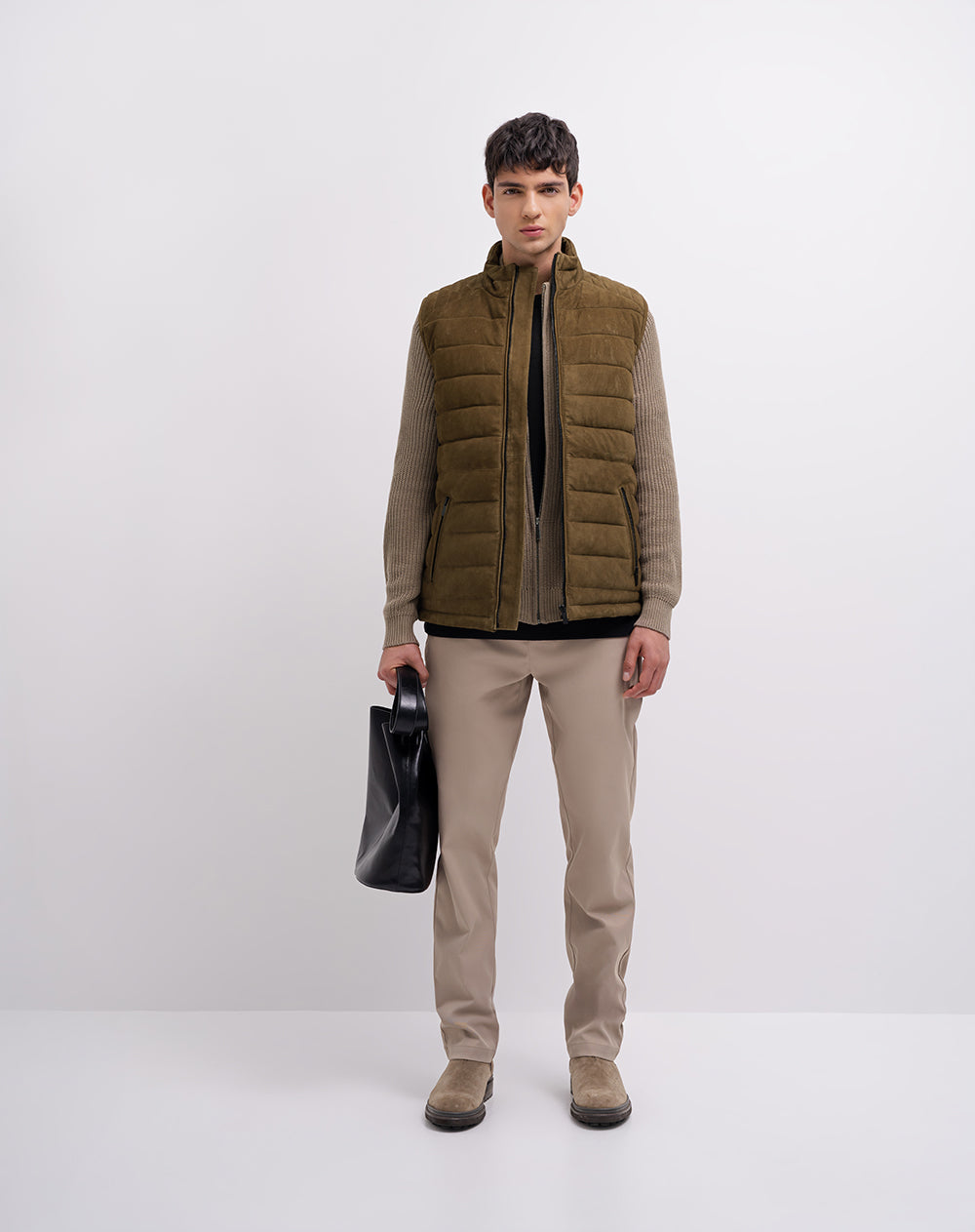 Chaleco regular acolchado cuero doble faz multicolor hombre