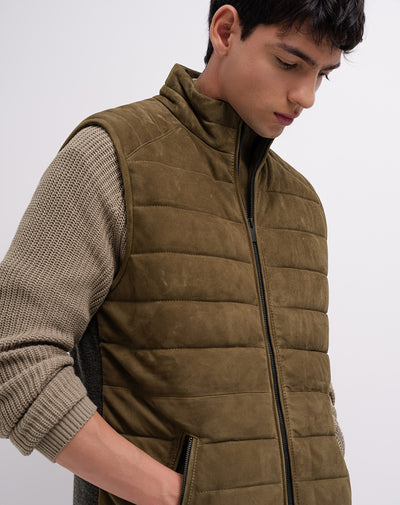 Chaleco regular acolchado cuero doble faz multicolor hombre
