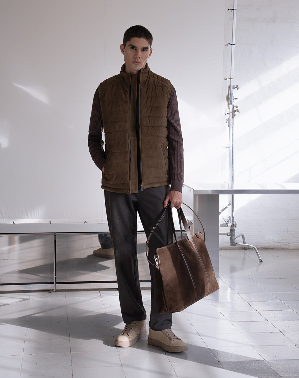 Chaleco regular acolchado cuero doble faz multicolor hombre