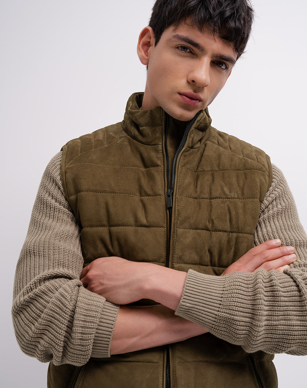 Chaleco regular acolchado cuero doble faz multicolor hombre