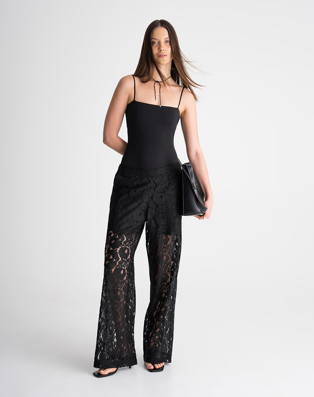 Body cuello redondo tiras negro