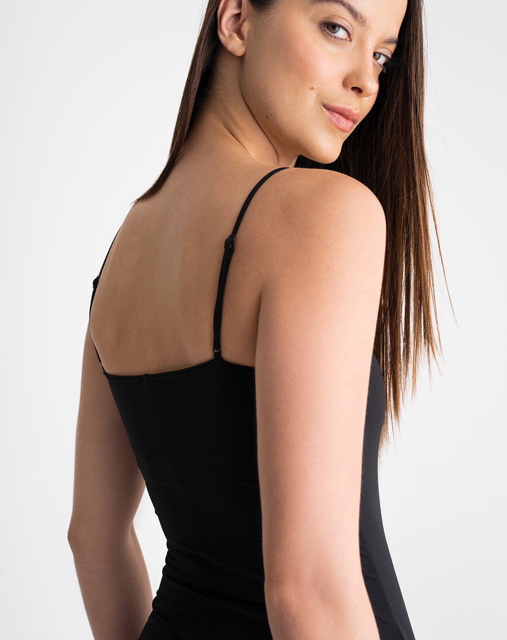 Body cuello redondo tiras negro