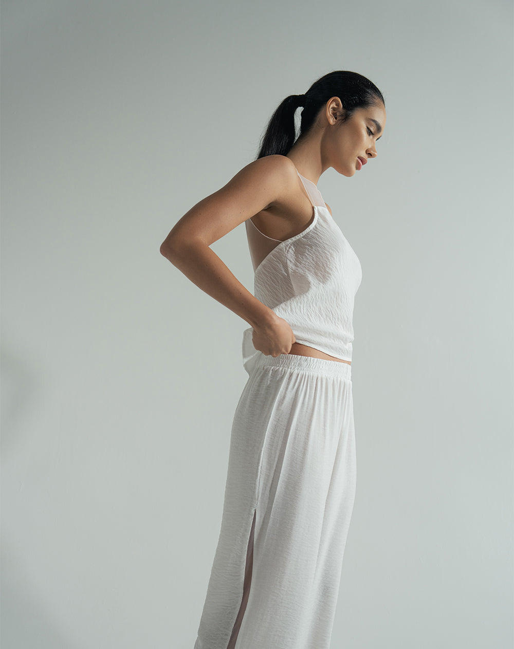 Blusa + pantalón de pijama blanco mujer