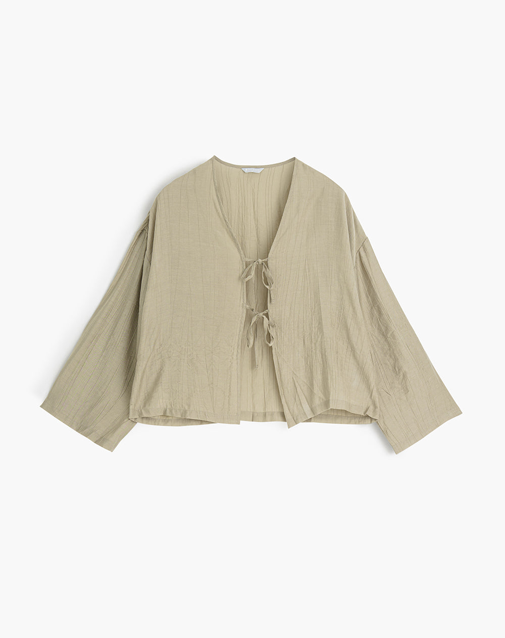 Blusa anudada efecto arrugado caqui mujer