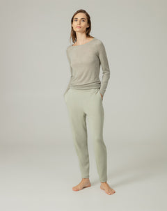 Pantalón relaxed fit con tela de tacto extra suave tiro alto verde