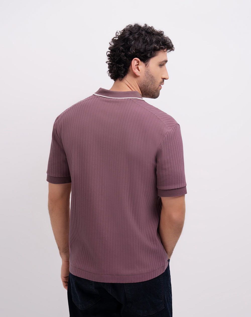 Polo regular morada hombre