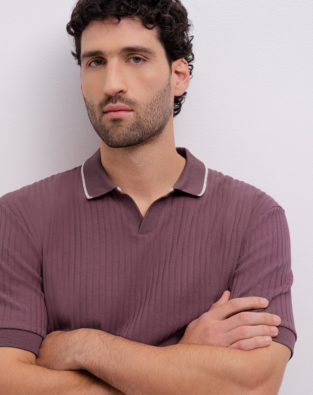 Polo regular morada hombre