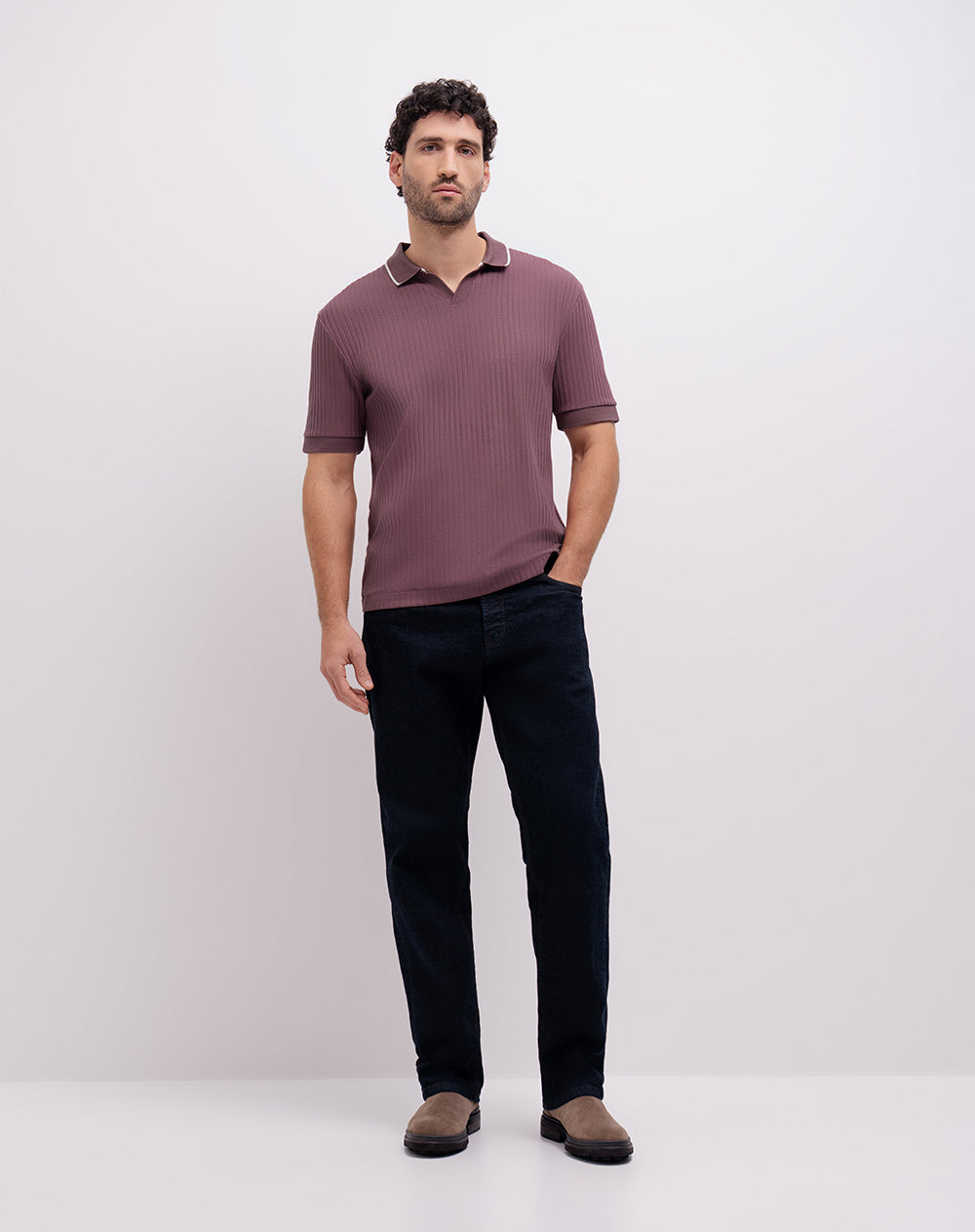 Polo regular morada hombre