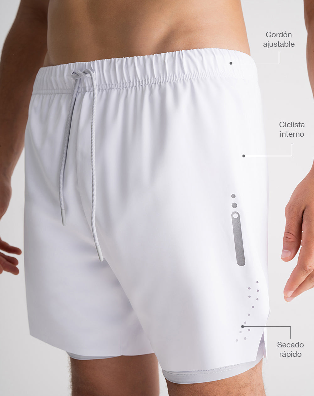 Pantaloneta deportiva ciclista interno blanco hombre