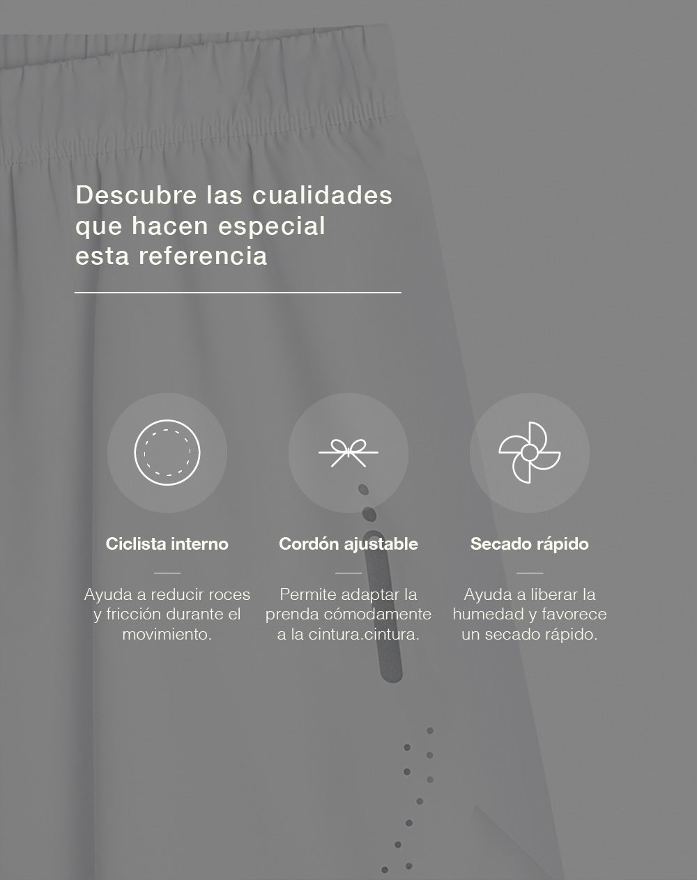Pantaloneta deportiva ciclista interno blanco hombre