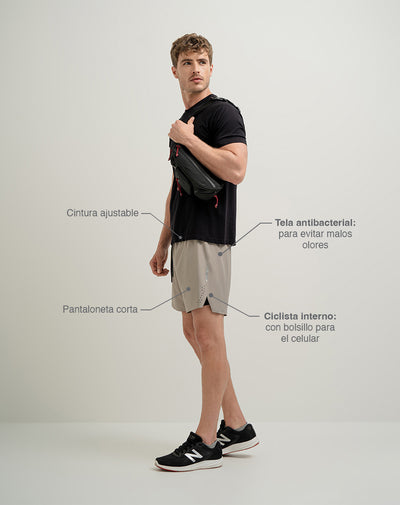 Pantaloneta deportiva ciclista interno cáfe para hombre