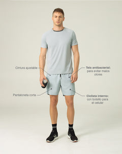 Pantaloneta deportiva ciclista interno gris para hombre