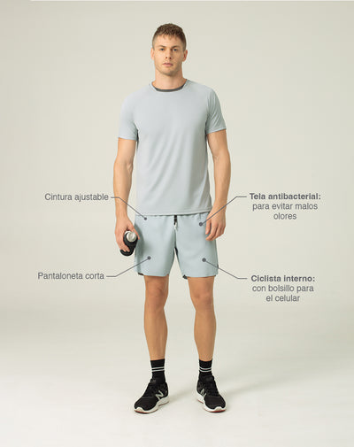 Pantaloneta deportiva ciclista interno gris para hombre